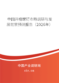 中國開槽螺釘市場調(diào)研與發(fā)展前景預(yù)測報告(2026年) 中國開槽螺釘市場調(diào)研與發(fā)展前景預(yù)測報告(2026年)