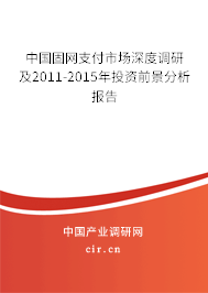 中國固網支付市場深度調研及2011-2015年投資前景分析報告