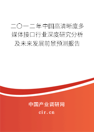 二〇一二年中國高清晰度多媒體接口行業(yè)深度研究分析及未來發(fā)展前景預(yù)測報(bào)告 二〇一二年中國高清晰度多媒體接口行業(yè)深度研究分析及未來發(fā)展前景預(yù)測報(bào)告