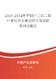 2025-2031年中國十二烷二酸行業(yè)現(xiàn)狀全面調(diào)研與發(fā)展趨勢預測報告