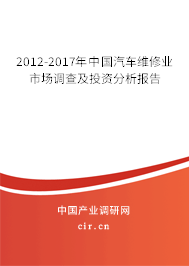 2012-2017年中國(guó)汽車維修業(yè)市場(chǎng)調(diào)查及投資分析報(bào)告