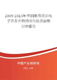 2009-2013年中國教育培訓電子商務市場預測與投資戰(zhàn)略分析報告