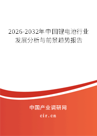 2026-2032年中國(guó)鋰電池行業(yè)發(fā)展分析與前景趨勢(shì)報(bào)告
