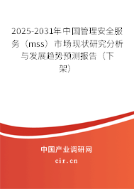 2025-2031年中國管理安全服務(wù)（mss）市場現(xiàn)狀研究分析與發(fā)展趨勢預(yù)測報告（下架）