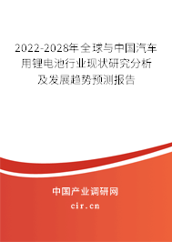 2022-2028年全球與中國汽車用鋰電池行業(yè)現(xiàn)狀研究分析及發(fā)展趨勢預(yù)測報告