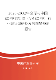 2026-2032年全球與中國BOPP鍍鋁膜（VMBOPP）行業(yè)現(xiàn)狀調(diào)研及發(fā)展前景預(yù)測報告
