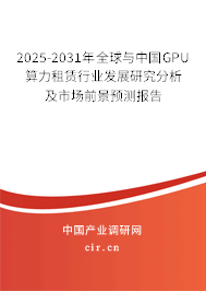 2025-2031年全球與中國GPU算力租賃行業(yè)發(fā)展研究分析及市場前景預測報告