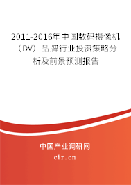 2011-2016年中國數(shù)碼攝像機(jī)（DV）品牌行業(yè)投資策略分析及前景預(yù)測報(bào)告