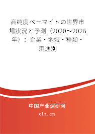 高純度ベーマイトの世界市場狀況と予測（2020～2026年）：企業(yè)·地域·種類·用途別