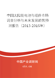 中國太陽能電池與組件市場調(diào)查分析與未來發(fā)展趨勢預(yù)測報(bào)告(2013-2016年) 中國太陽能電池與組件市場調(diào)查分析與未來發(fā)展趨勢預(yù)測報(bào)告(2013-2016年)