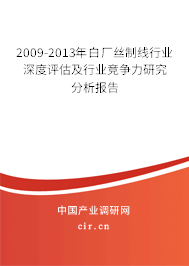2009-2013年白廠絲制線行業(yè)深度評估及行業(yè)競爭力研究分析報(bào)告 2009-2013年白廠絲制線行業(yè)深度評估及行業(yè)競爭力研究分析報(bào)告
