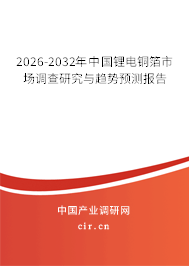 2026-2032年中國鋰電銅箔市場調(diào)查研究與趨勢預(yù)測報告 2026-2032年中國鋰電銅箔市場調(diào)查研究與趨勢預(yù)測報告