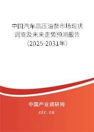 中國(guó)汽車高壓油泵市場(chǎng)現(xiàn)狀調(diào)查及未來(lái)走勢(shì)預(yù)測(cè)報(bào)告（2025-2031年）