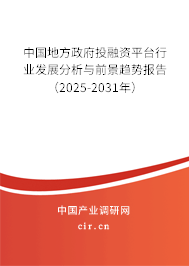 中國地方政府投融資平臺行業(yè)發(fā)展分析與前景趨勢報告(2025-2031年) 中國地方政府投融資平臺行業(yè)發(fā)展分析與前景趨勢報告(2025-2031年)
