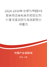 2024-2030年全球與中國MS聚合物混合粘合劑和密封劑行業(yè)深度調(diào)研與發(fā)展趨勢分析報告 2024-2030年全球與中國MS聚合物混合粘合劑和密封劑行業(yè)深度調(diào)研與發(fā)展趨勢分析報告