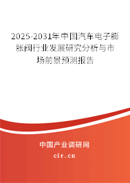 2025-2031年中國汽車電子膨脹閥行業(yè)發(fā)展研究分析與市場前景預(yù)測(cè)報(bào)告 2025-2031年中國汽車電子膨脹閥行業(yè)發(fā)展研究分析與市場前景預(yù)測(cè)報(bào)告