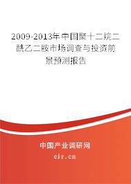 2009-2013年中國聚十二烷二酰乙二胺市場調查與投資前景預測報告