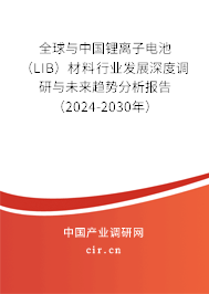 全球與中國鋰離子電池(LIB)材料行業(yè)發(fā)展深度調(diào)研與未來趨勢分析報(bào)告(2024-2030年) 全球與中國鋰離子電池(LIB)材料行業(yè)發(fā)展深度調(diào)研與未來趨勢分析報(bào)告(2024-2030年)