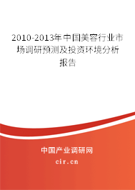 2010-2013年中國美容行業(yè)市場調(diào)研預(yù)測及投資環(huán)境分析報告