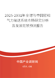 2025-2031年全球與中國密相氣力輸送系統(tǒng)市場研究分析及發(fā)展前景預(yù)測報(bào)告