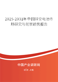 2025-2031年中國鋅空電池市場研究與前景趨勢報告 2025-2031年中國鋅空電池市場研究與前景趨勢報告