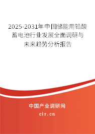 2025-2031年中國儲能用鉛酸蓄電池行業(yè)發(fā)展全面調(diào)研與未來趨勢分析報(bào)告 2025-2031年中國儲能用鉛酸蓄電池行業(yè)發(fā)展全面調(diào)研與未來趨勢分析報(bào)告