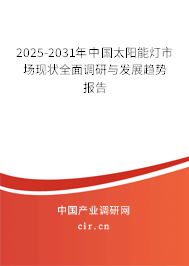 2025-2031年中國太陽能燈市場現(xiàn)狀全面調(diào)研與發(fā)展趨勢報告