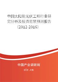 中國太陽能光伏工程行業(yè)研究分析及投資前景預測報告(2012-2016) 中國太陽能光伏工程行業(yè)研究分析及投資前景預測報告(2012-2016)