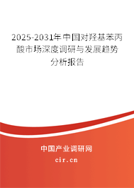 2025-2031年中國對羥基苯丙酸市場深度調(diào)研與發(fā)展趨勢分析報告
