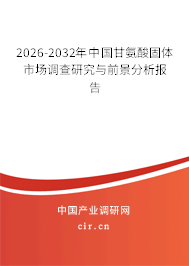 2026-2032年中國甘氨酸固體市場調(diào)查研究與前景分析報告
