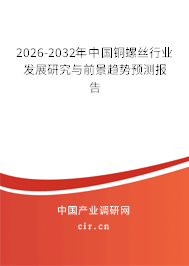 2026-2032年中國銅螺絲行業(yè)發(fā)展研究與前景趨勢預(yù)測報告