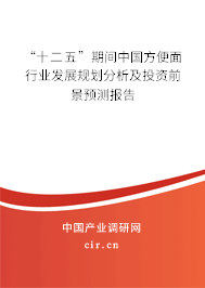 “十二五”期間中國方便面行業(yè)發(fā)展規(guī)劃分析及投資前景預(yù)測報(bào)告