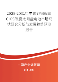 2025-2031年中國銅銦鎵硒CIGS薄膜太陽能電池市場現(xiàn)狀研究分析與發(fā)展趨勢預(yù)測報告