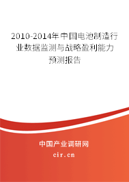 2010-2014年中國電池制造行業(yè)數據監(jiān)測與戰(zhàn)略盈利能力預測報告