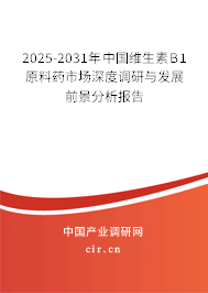 2025-2031年中國維生素B1原料藥市場深度調(diào)研與發(fā)展前景分析報(bào)告 2025-2031年中國維生素B1原料藥市場深度調(diào)研與發(fā)展前景分析報(bào)告