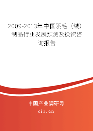 2009-2013年中國羽毛(絨)制品行業(yè)發(fā)展預(yù)測及投資咨詢報告 2009-2013年中國羽毛(絨)制品行業(yè)發(fā)展預(yù)測及投資咨詢報告