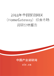 2011年中國家庭網關（HomeGateway）綜合市場調研分析報告
