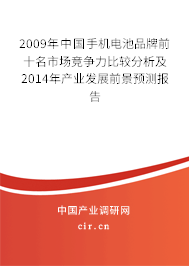 2009年中國手機電池品牌前十名市場競爭力比較分析及2014年產(chǎn)業(yè)發(fā)展前景預(yù)測報告