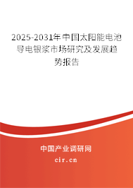 2025-2031年中國太陽能電池導電銀漿市場研究及發(fā)展趨勢報告