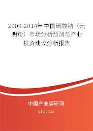 2009-2014年中國硫酸鈉（元明粉）市場分析預(yù)測與產(chǎn)業(yè)投資建議分析報告