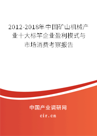 2012-2018年中國礦山機械產業(yè)十大標竿企業(yè)盈利模式與市場消費考察報告